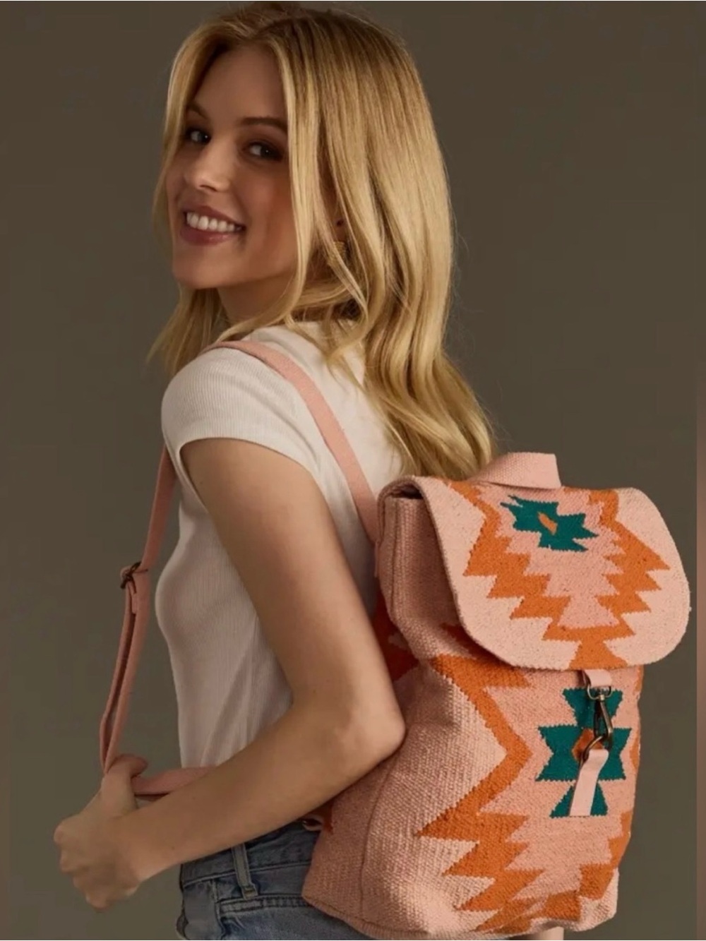 NWT- Panache Apparel Co.Pink Aztec-Pattern Woven Backpack